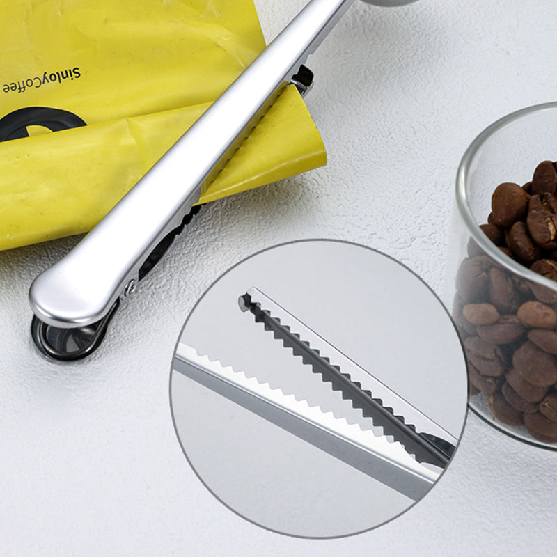 2-in-1 Stainless Steel Measuring Spoon Coffee Bean Bag Clip (BPA Free, No FDA)