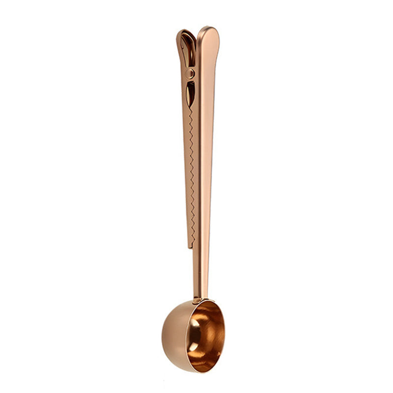2-in-1 Stainless Steel Measuring Spoon Coffee Bean Bag Clip (BPA Free, No FDA)