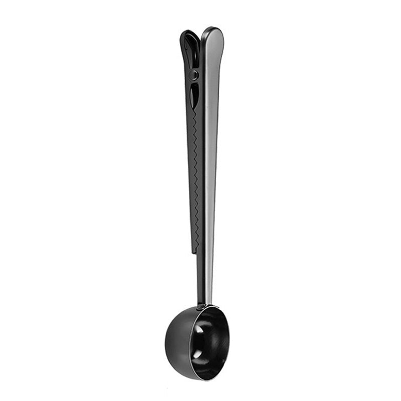 2-in-1 Stainless Steel Measuring Spoon Coffee Bean Bag Clip (BPA Free, No FDA)
