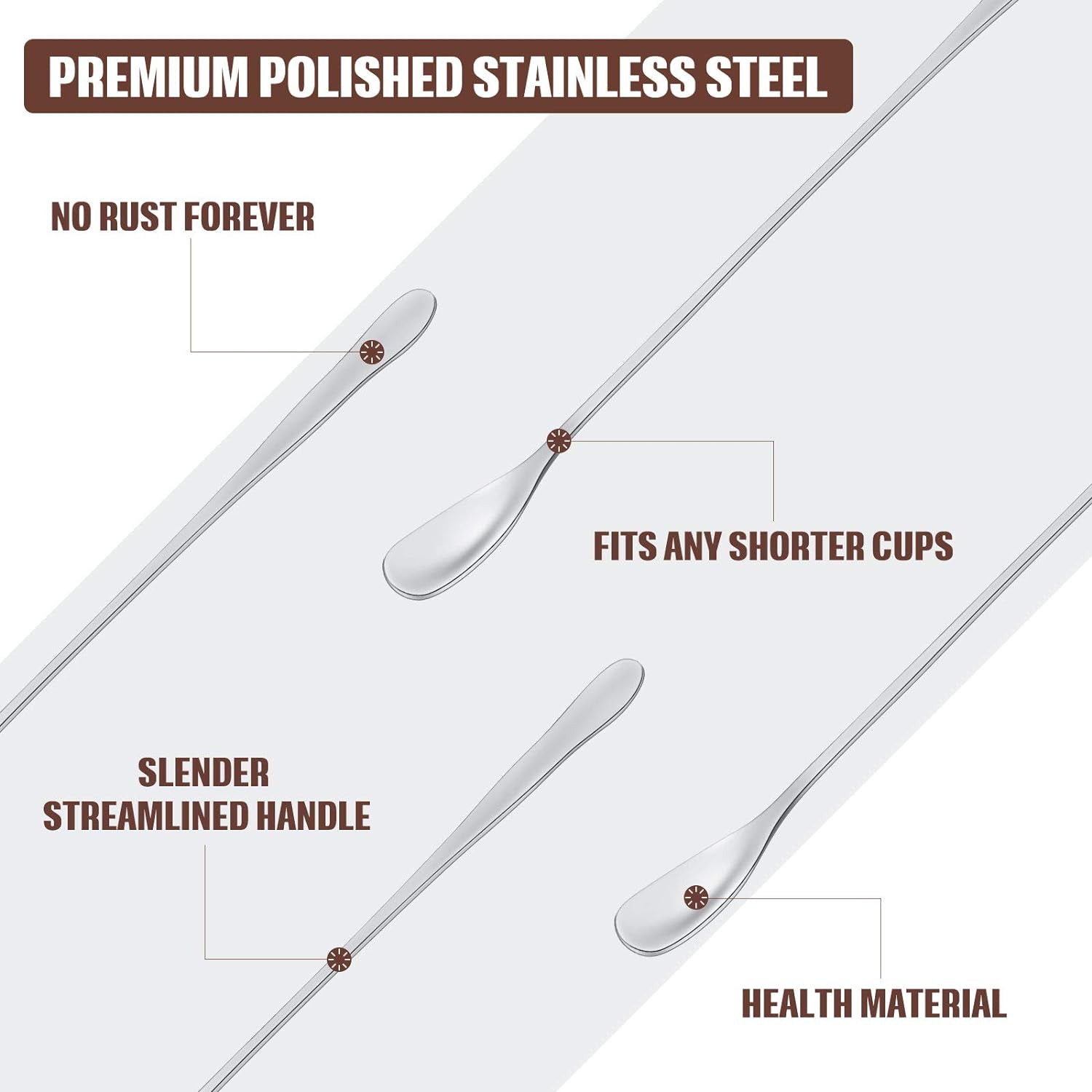 10Pcs 12cm Leaf Design Stainless Steel Fruit Dessert Spoon / Fork, Silver (BPA Free, No FDA)