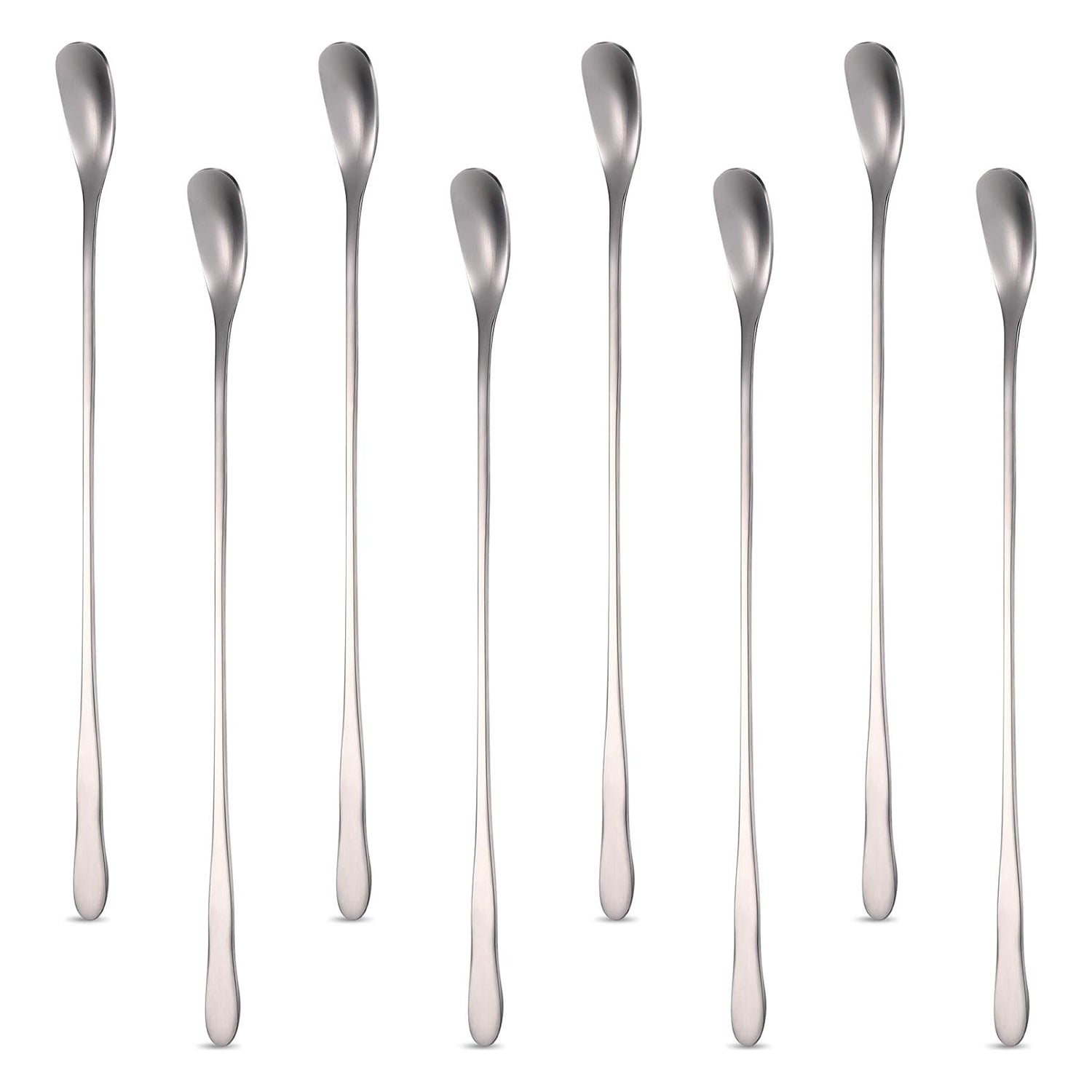 8Pcs 17.3cm Coffee Stirring Spoon Stainless Steel Square Head Long Handle Spoon, Silver (BPA Free, No FDA)