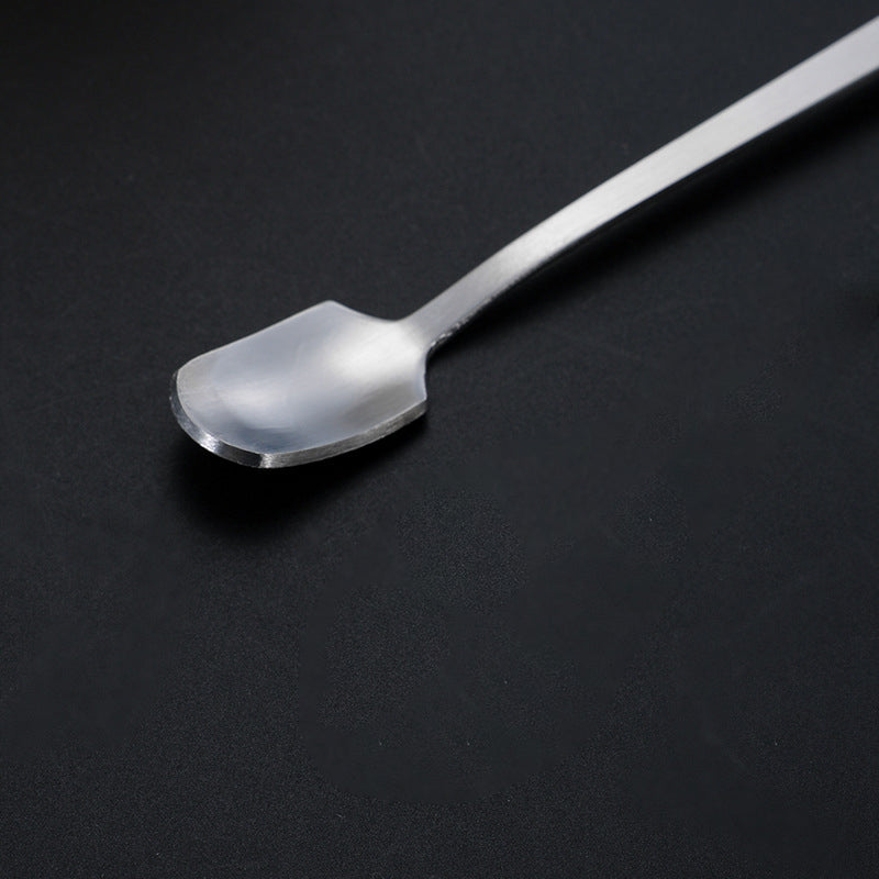 8Pcs 17.3cm Coffee Stirring Spoon Stainless Steel Square Head Long Handle Spoon, Silver (BPA Free, No FDA)