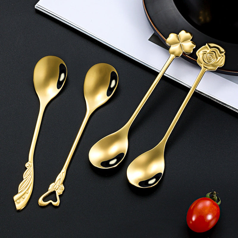 Coffee Tea Stirring Spoon Stainless Steel Dessert Spoon, Gold (BPA Free, No FDA)