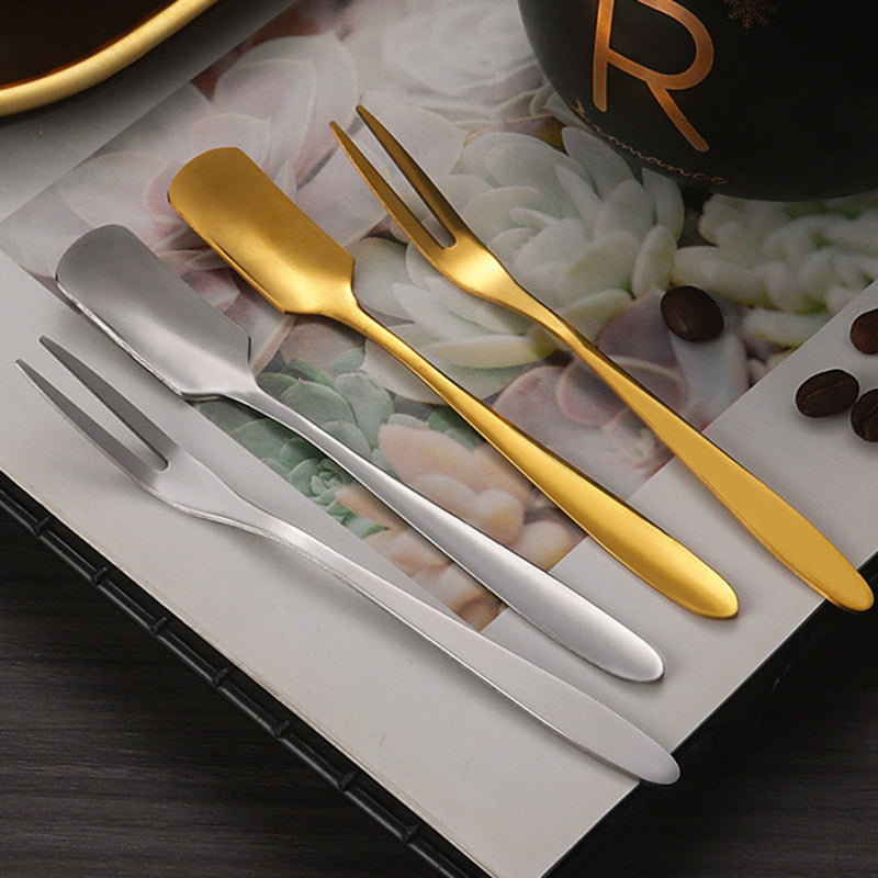 5Pcs Small Spoon / Fork Stainless Steel Dessert Spoon Fruit Fork (BPA Free, No FDA Certificate)