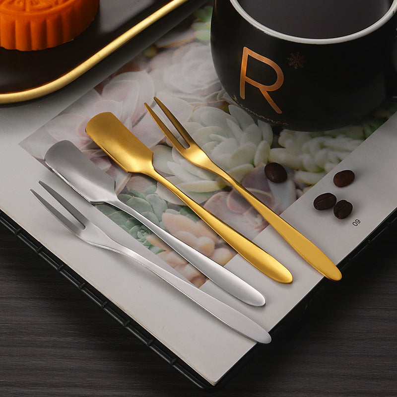 5Pcs Small Spoon / Fork Stainless Steel Dessert Spoon Fruit Fork (BPA Free, No FDA Certificate)