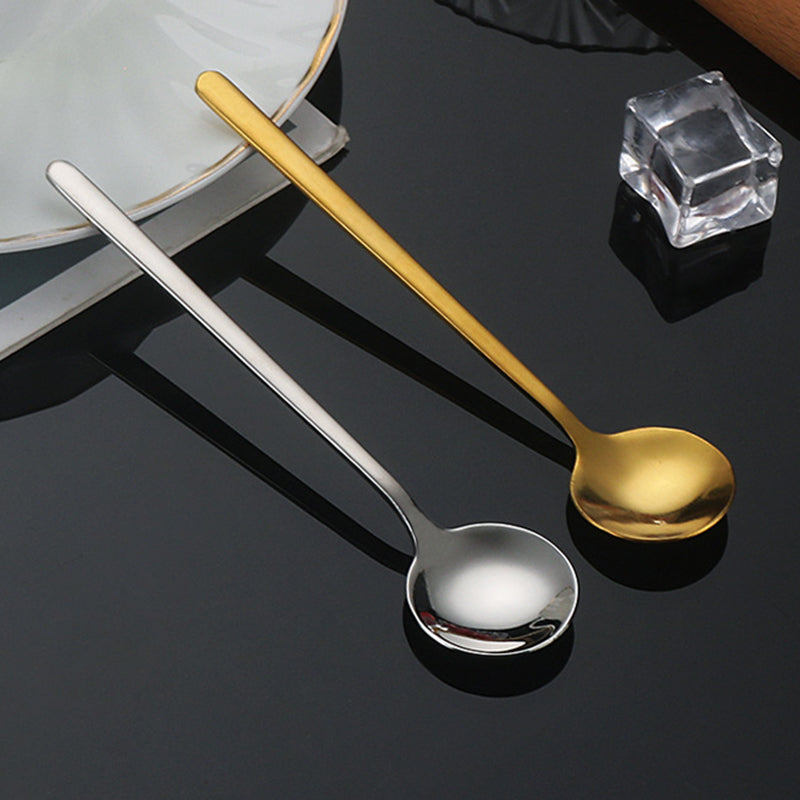 5Pcs Small Coffee Spoon Stainless Steel Round Dessert Spoon (BPA Free, No FDA Certificate) - Silver