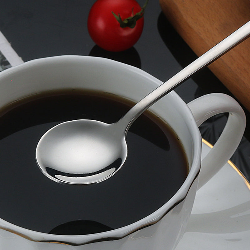 5Pcs Small Coffee Spoon Stainless Steel Round Dessert Spoon (BPA Free, No FDA Certificate) - Silver