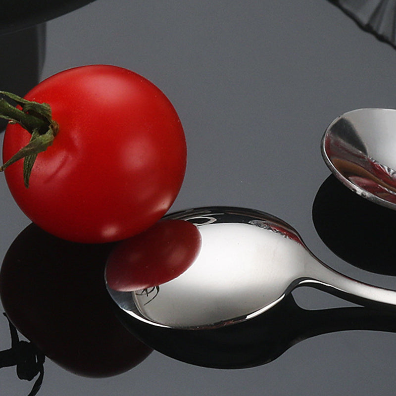 5Pcs Small Coffee Spoon Stainless Steel Round Dessert Spoon (BPA Free, No FDA Certificate) - Silver