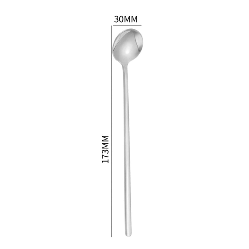 5Pcs Small Coffee Spoon Stainless Steel Round Dessert Spoon (BPA Free, No FDA Certificate) - Silver