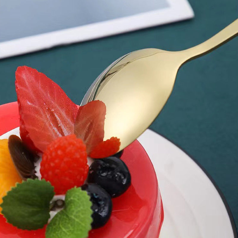 2Pcs Imitation Ceramic Handle Spoon Stainless Steel Soup Dessert Spoon (BPA Free, No FDA Certificate)