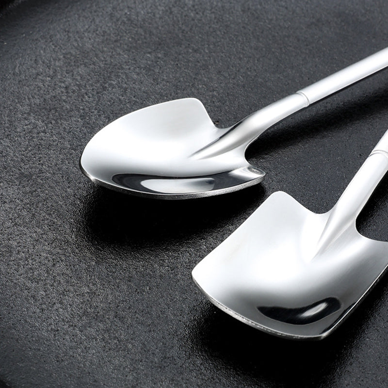 5Pcs Shovel Shape Spoon Stainless Steel Watermelon Dessert Spoon (BPA Free, No FDA Certificate)