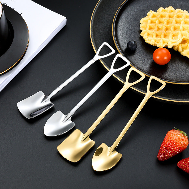 5Pcs Shovel Shape Spoon Stainless Steel Watermelon Dessert Spoon (BPA Free, No FDA Certificate)