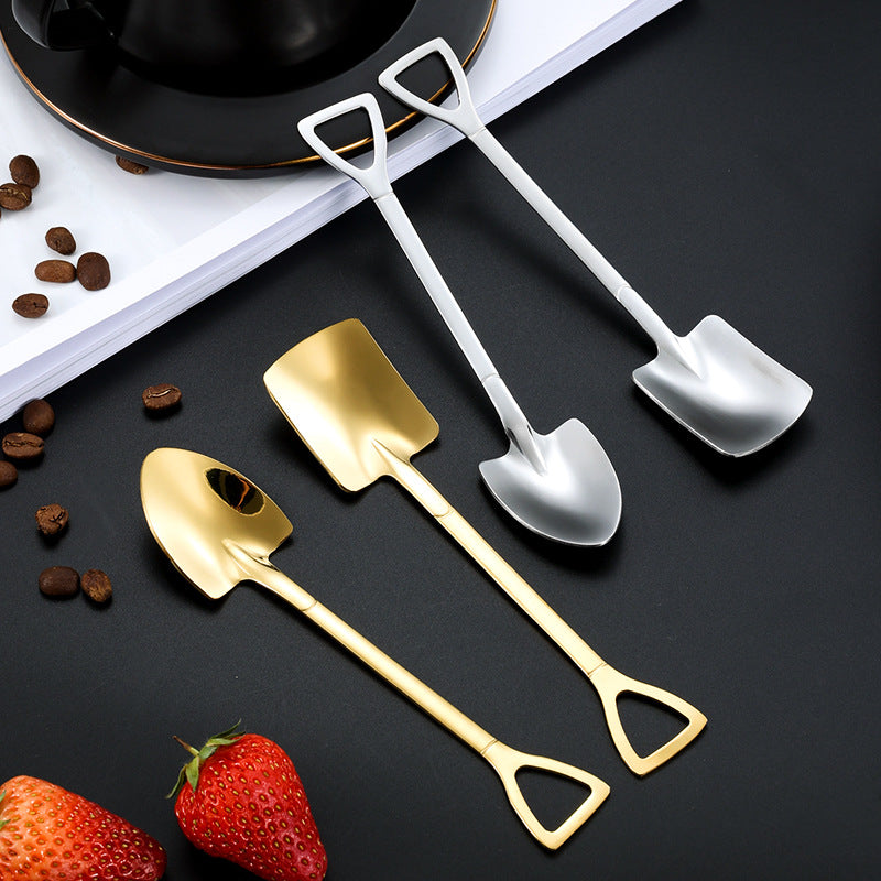 5Pcs Shovel Shape Spoon Stainless Steel Watermelon Dessert Spoon (BPA Free, No FDA Certificate)