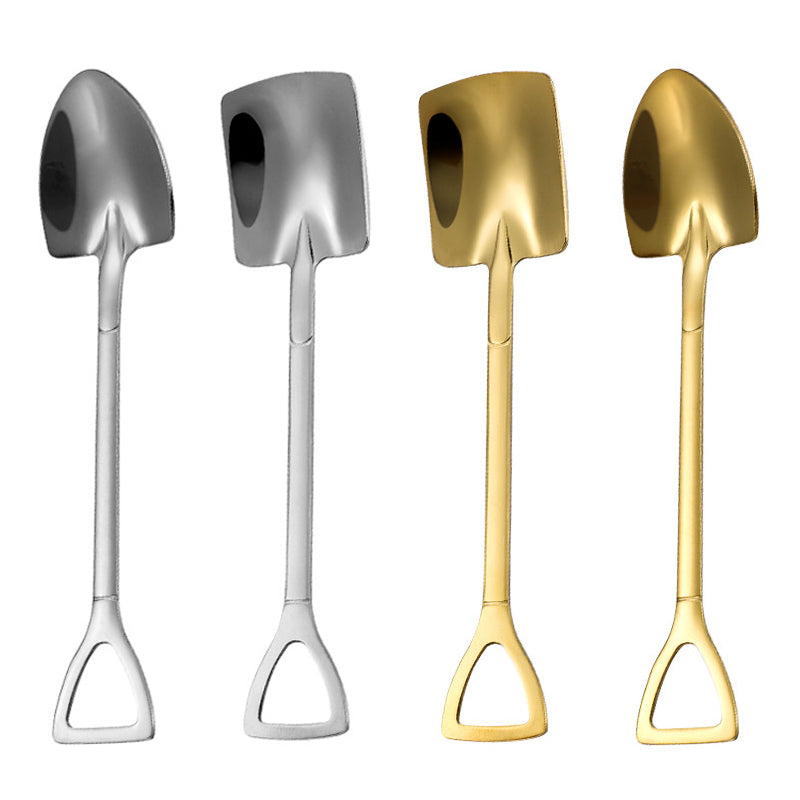 4Pcs Shovel Shape Spoon Stainless Steel Dessert Fruit Spoons Set (BPA Free, No FDA Certificate)
