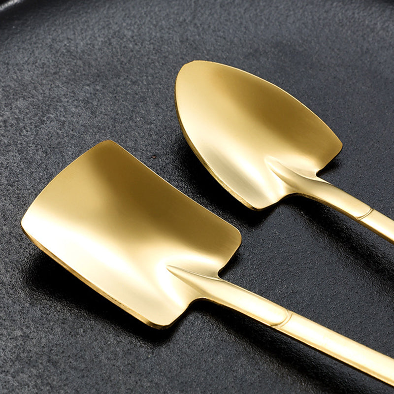 4Pcs Shovel Shape Spoon Stainless Steel Dessert Fruit Spoons Set (BPA Free, No FDA Certificate)