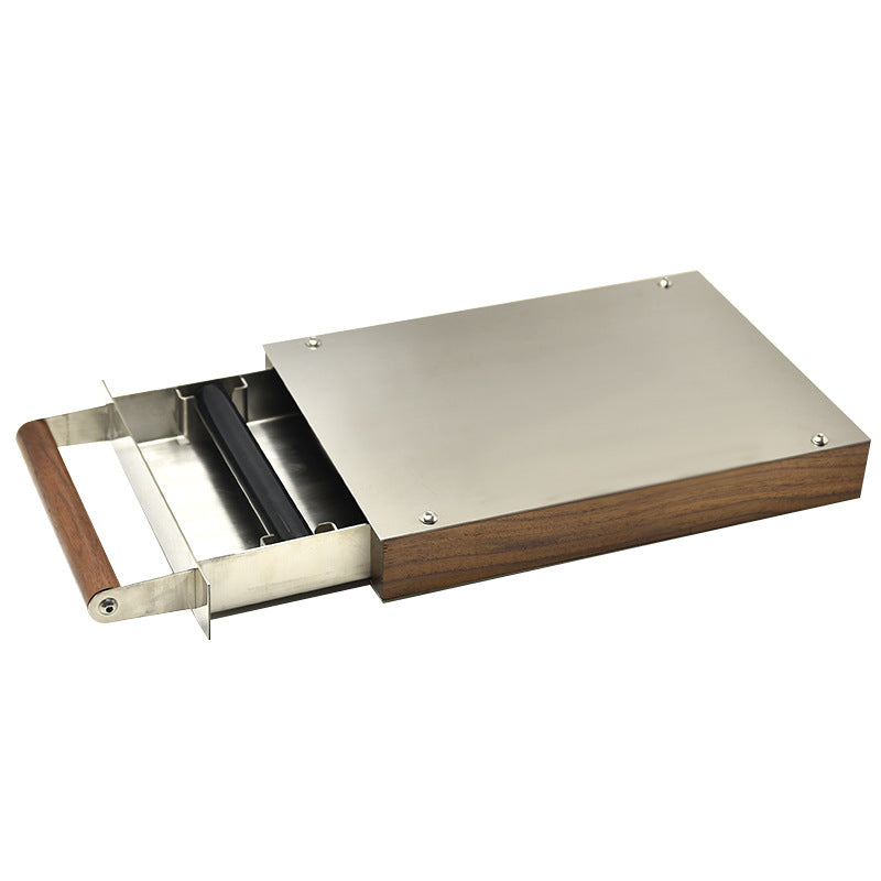 001 Coffee Knock Box Drawer Stainless Steel Pull-Out Style Coffee Grounds Powder Container Bin