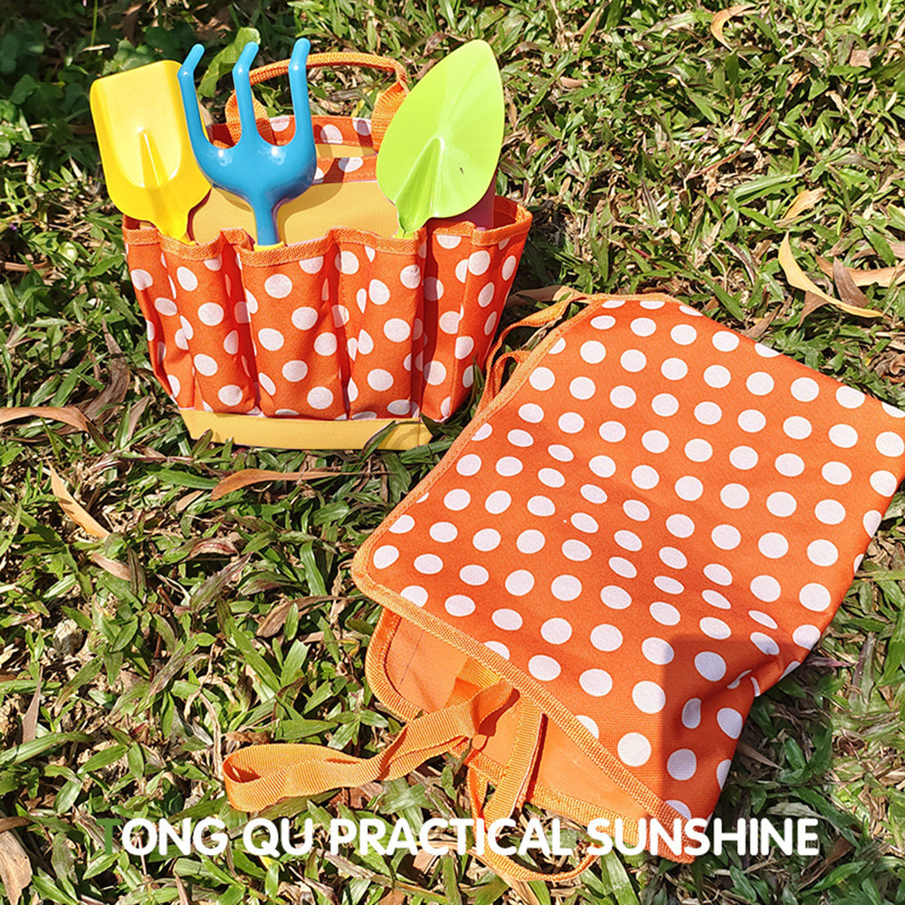 6Pcs Kids Gardening Tools Children Shovel Rake Apron Kettle Set with Bag