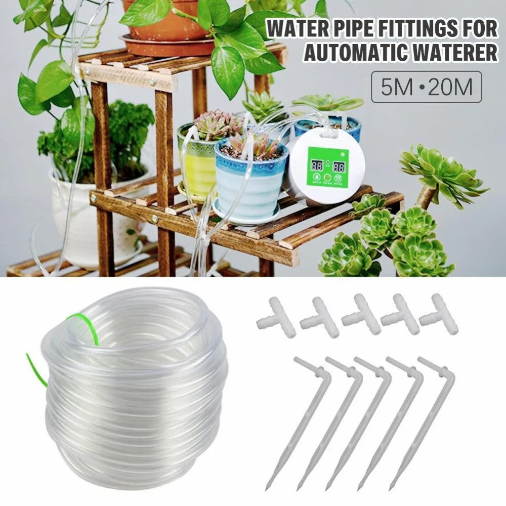 10m PVC Water Pipe Garden Drip Irrigation Clear Hose Fittings for Automatic Waterer