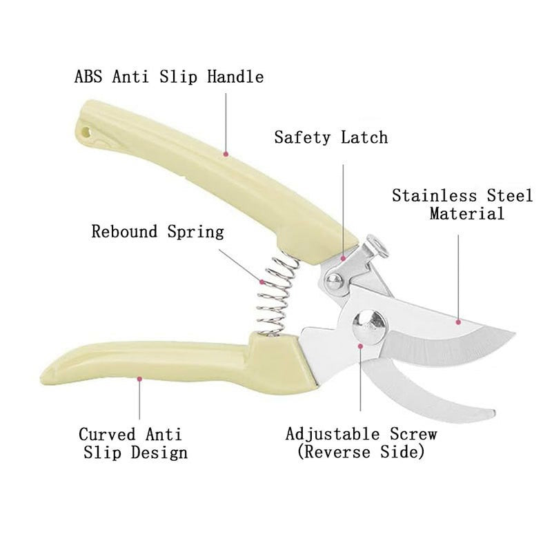 Garden Pruning Shears Scissors Stainless Steel Blade Handheld Pruners