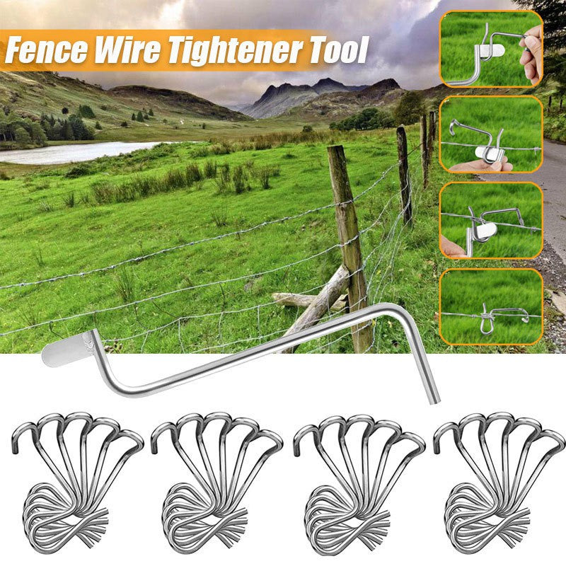 30Pcs Fence Wire Tensioner Garden Yard Metal Fence Wire Fastening Tool with Wrench