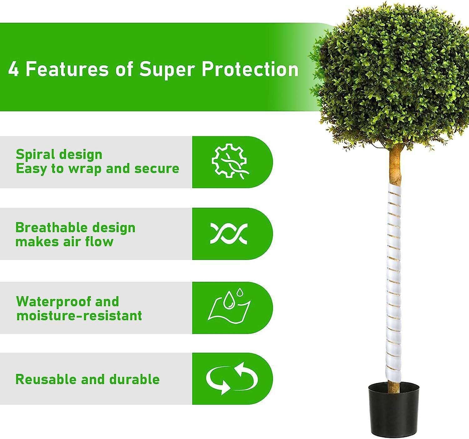 2 Large + 2 Small Tree Trunk Protectors Plastic Tree Trunk Wrap Pipes Bark Guard