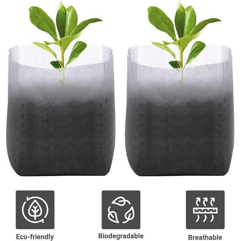 Non-Woven Fabric Plant Seedling Bags, 10x12cm / Top: 6x9cm - 100Pcs Plant Grow Bags
