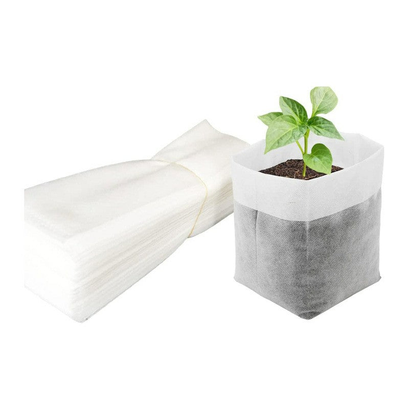 Breathable Plant Seedling Bags 14x16cm / Top: 8x12cm 100Pcs Non-Woven Fabric Growing Bags