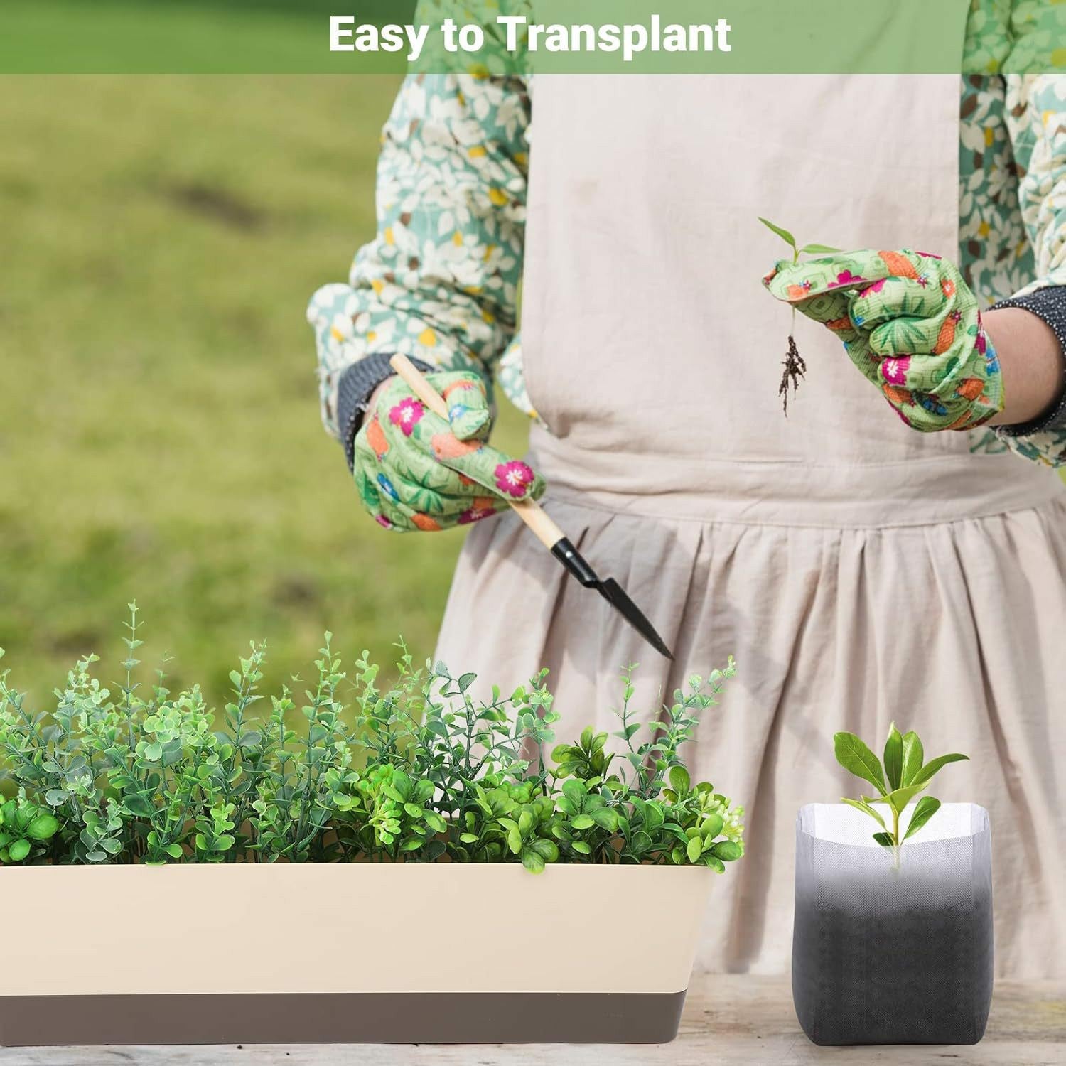 Breathable Plant Seedling Bags 14x16cm / Top: 8x12cm 100Pcs Non-Woven Fabric Growing Bags