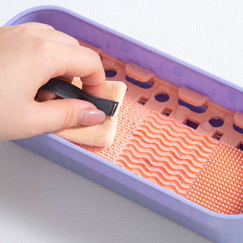 U026 Makeup Brush TRP+PP Storage Box Makeup Egg Puff Cleaning Filter Drying Rack