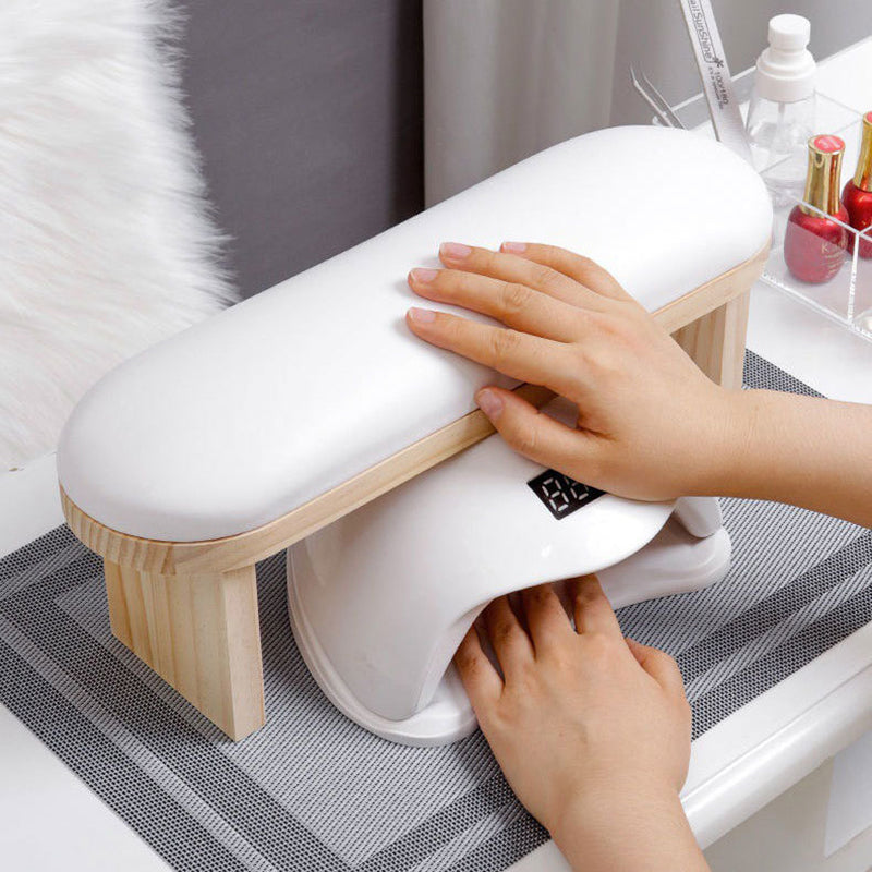 Nail Art PU Leather Hand Rest Cushion Wooden Manicure Table for Salon / Home, High Type