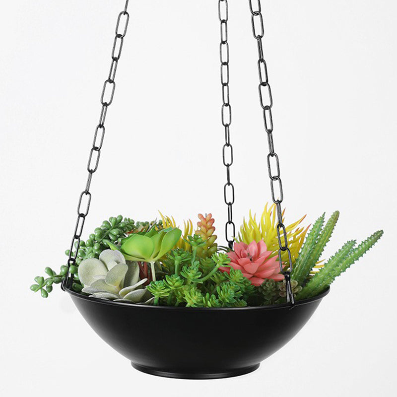 001-DL-01 Iron Hanging Flower Pot Indoor Outdoor Balcony Potted Plant Display Basket