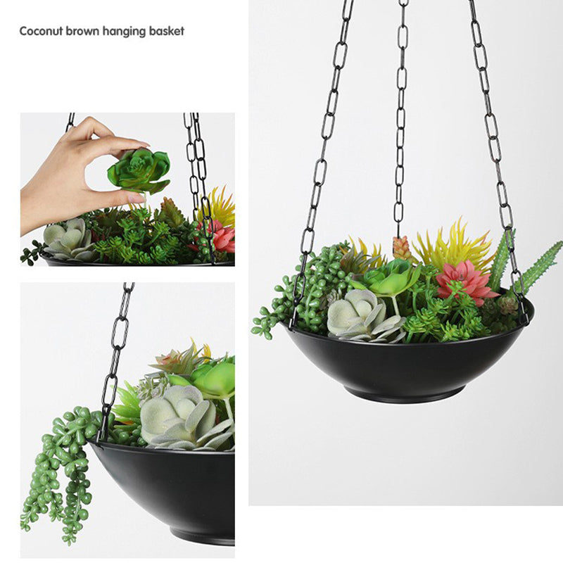 001-DL-01 Iron Hanging Flower Pot Indoor Outdoor Balcony Potted Plant Display Basket