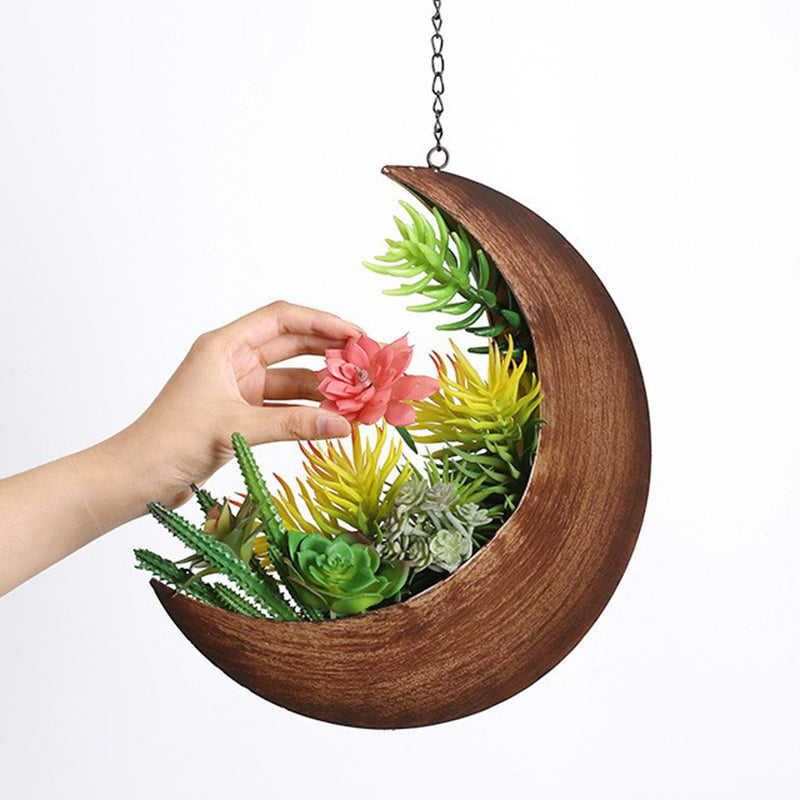 001-YL-221 Hanging Plant Pot Indoor Outdoor Balcony Potted Flower Iron Display Basket