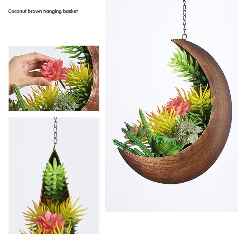 001-YL-221 Hanging Plant Pot Indoor Outdoor Balcony Potted Flower Iron Display Basket
