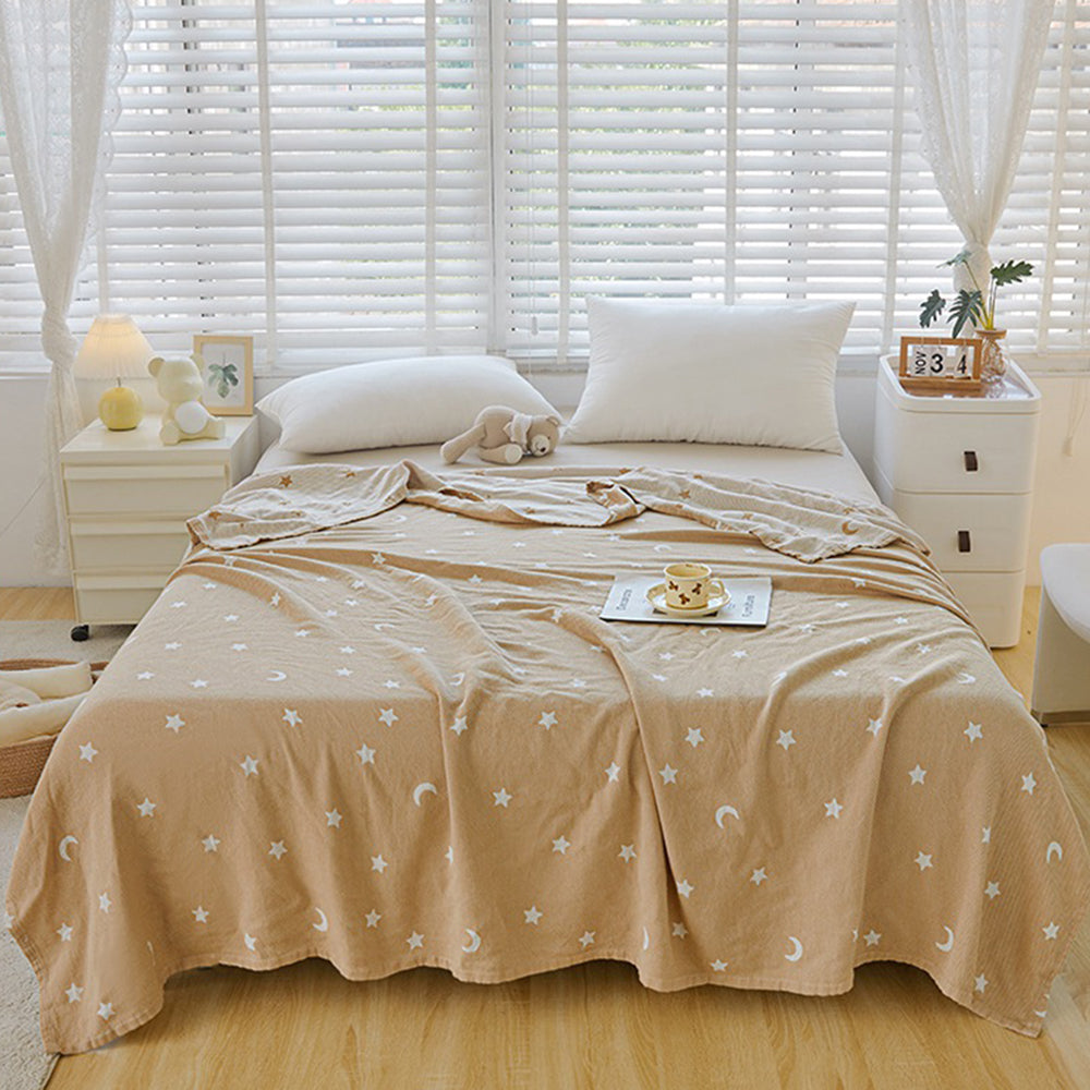 150x200cm Multi-layer Yarn Jacquard Mesh Towel Quilt Summer Thin Quilt Blanket- Colorful Stripe / Pink