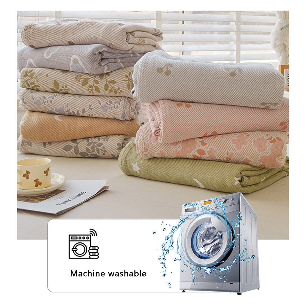 150x200cm Multi-layer Yarn Jacquard Mesh Towel Quilt Summer Thin Quilt Blanket- Colorful Stripe / Pink