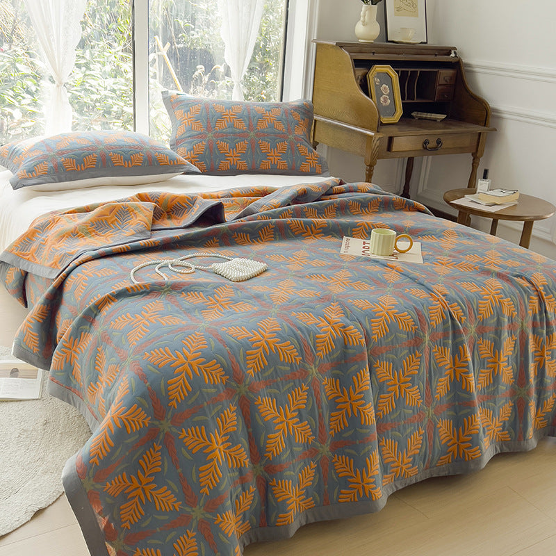 K-70 3-Piece Bedding Set 200x230cm Cotton Blanket Towel Quilt 2 Pillow Covers