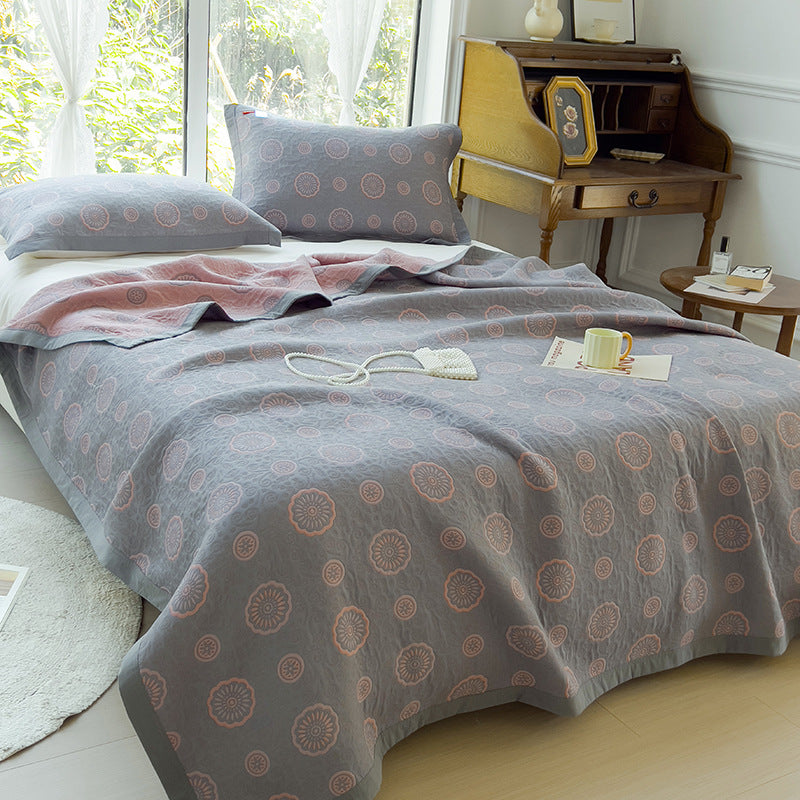 K-70 3-Piece Bedding Set 200x230cm Cotton Blanket Towel Quilt 2 Pillow Covers