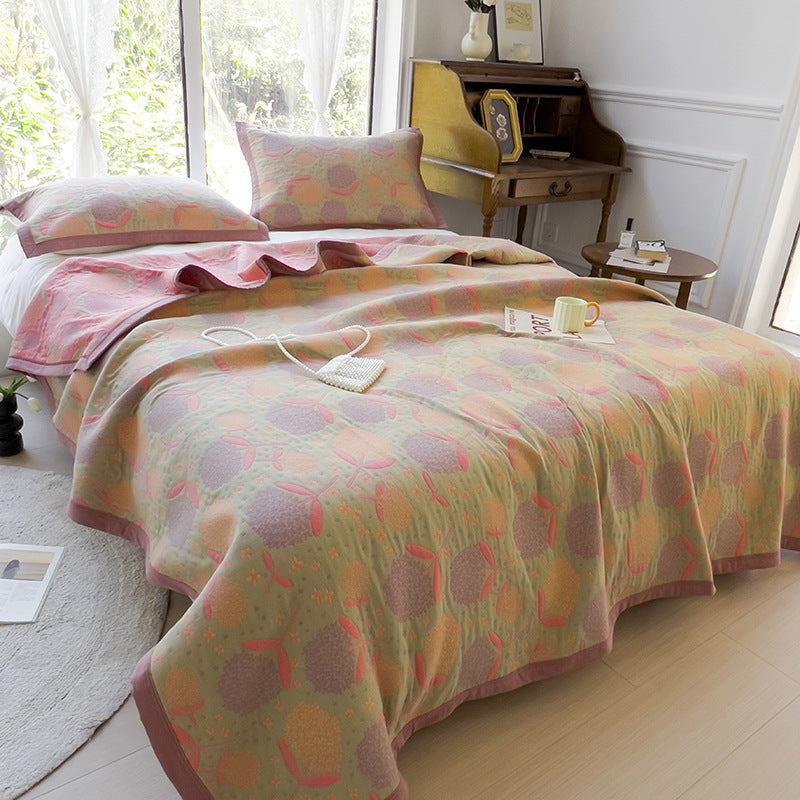 K-70 3-Piece Bedding Set 200x230cm Cotton Blanket Towel Quilt 2 Pillow Covers