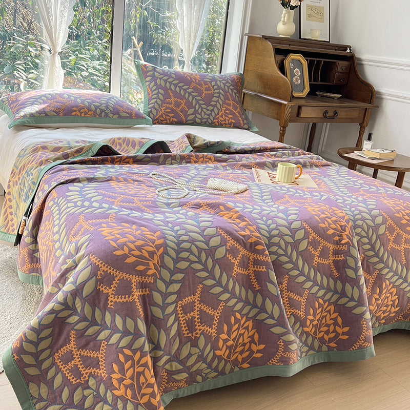 K-70 3-Piece Bedding Set 200x230cm Cotton Blanket Towel Quilt 2 Pillow Covers