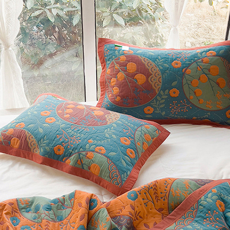 K-70 3-Piece Bedding Set 200x230cm Cotton Blanket Towel Quilt 2 Pillow Covers