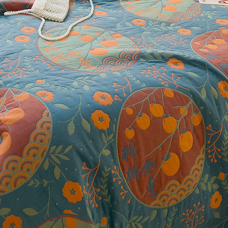 K-70 3-Piece Bedding Set 200x230cm Cotton Blanket Towel Quilt 2 Pillow Covers