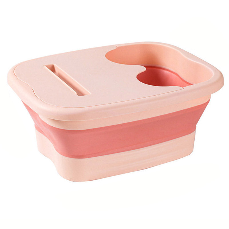 Thickened Silicone Foot Bath Basin Home Foldable Foot Soaking Bucket with Lid