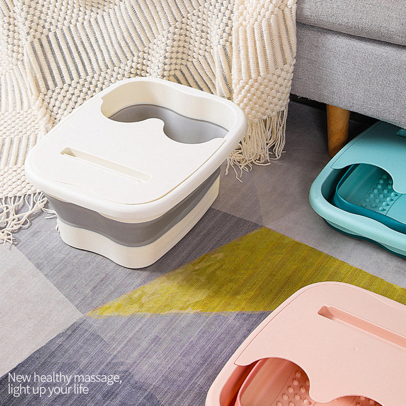 Thickened Silicone Foot Bath Basin Home Foldable Foot Soaking Bucket with Lid