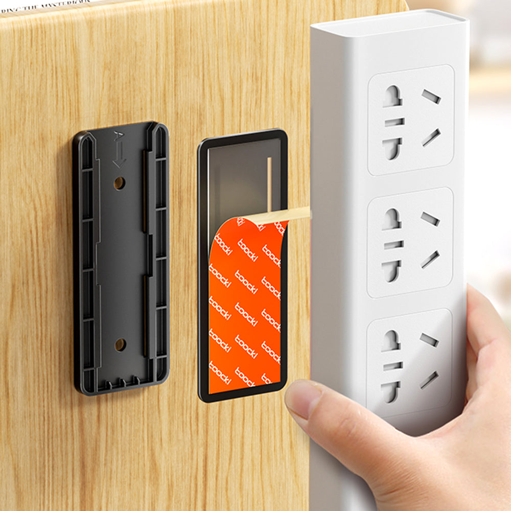 TOOCKI TQ-ZJ06 Punch-free Power Strip Holder Hard PC Self Adhesive Wall Mount Socket Fixer