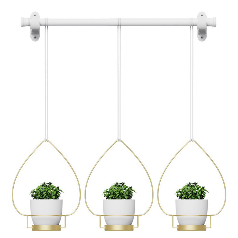 001-ZJ-YXH001 3Set Hanging Flower Pot with Extendable Hanging Rod Garden Basket Wall-Mounted Flowerpot