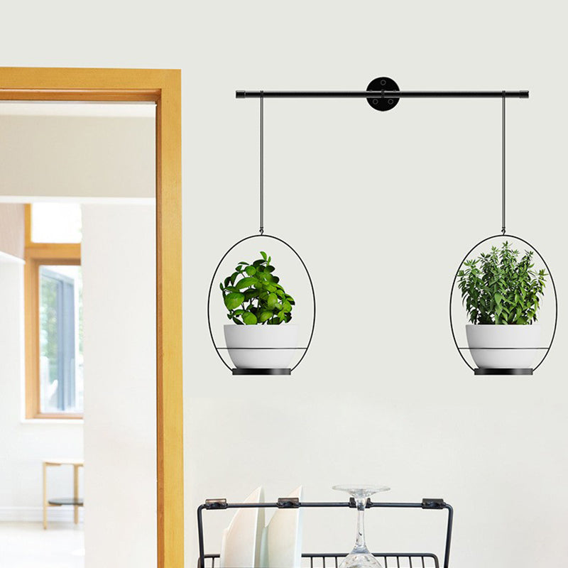 001 Hanging Flower Pots Wall-Mounted Planter Rod with Detachable Baskets (Set of 2)