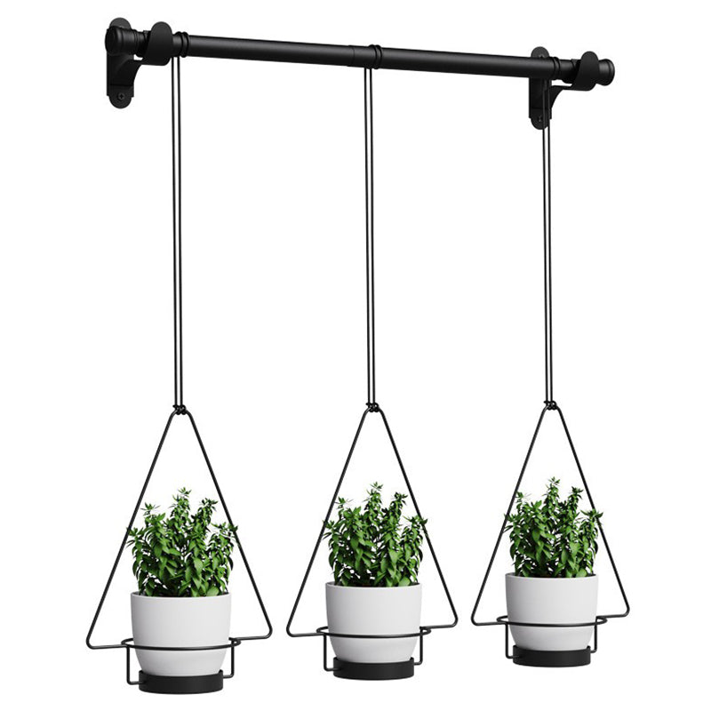 001- ZJ-YXH001 Set of 3 Hanging Flower Pot Wall-Mounted Gardening Plant Hangers with Extendable Rod