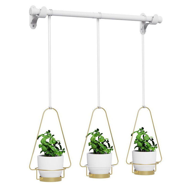 001- ZJ-YXH001 Set of 3 Hanging Flower Pot Wall-Mounted Gardening Plant Hangers with Extendable Rod