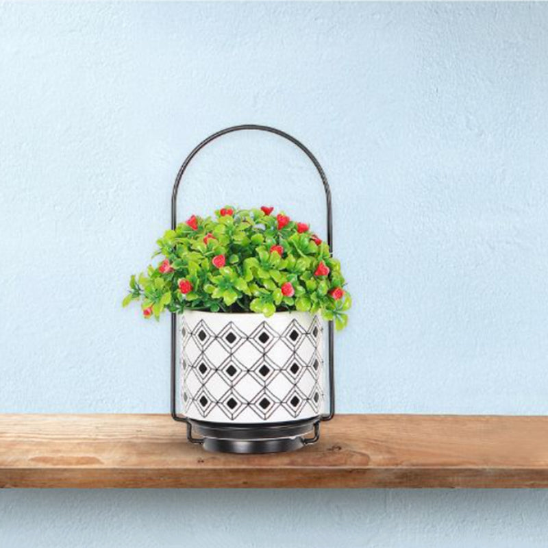 001- ZJ-TC001 Hanging Plant Hangers with Ceramics Flower Pot and Telescopic Rod